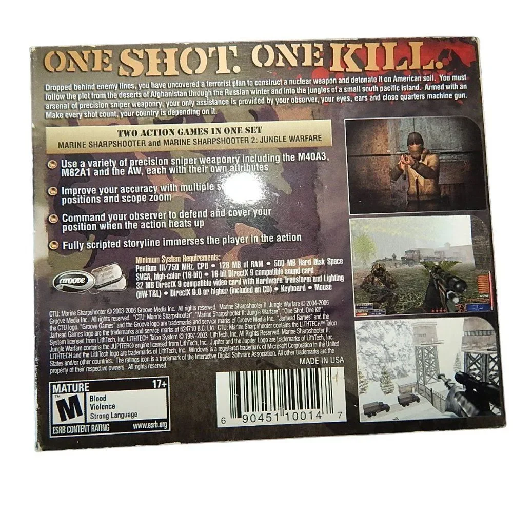 PC game MARINE SHARPSHOOTER Golden Bullet Edition Rated M-Mature 17+